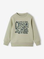 Jongenssweater Basics met grafische motieven saliegroen - thumbnail