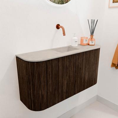 Toiletmeubel Mondiaz Joya Dlux | 83.2 cm | Meubelkleur Walnut | Faye wastafel Opalo Wasbak Midden | Zonder kraangat(en)