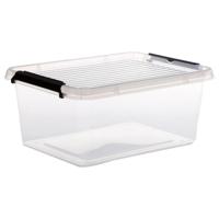 5Five opberg kist met deksel - Clip Box - 12,5 liter - 39 x 29 x 17 cm - kunststof - transparant
