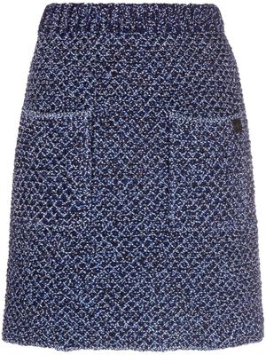 Ferragamo minijupe en tweed à taille haute - Bleu