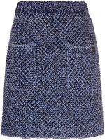 Ferragamo minijupe en tweed à taille haute - Bleu