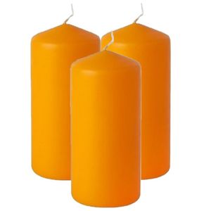 6x stuks stompkaarsen oranje 15 cm