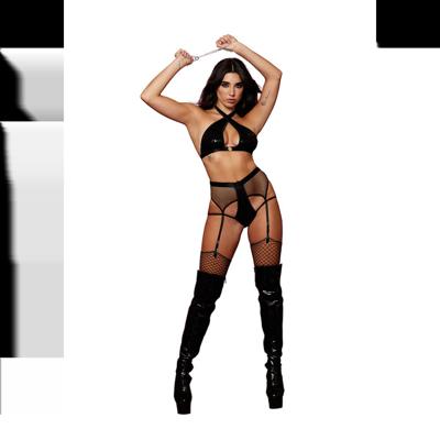 Dreamgirl Fetish Bralette, Garter Panty en Restraint Diamond - One Size - Zwart