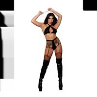 Dreamgirl Fetish Bralette, Garter Panty en Restraint Diamond - One Size - Zwart - thumbnail