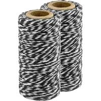 Zwart/wit bakkerstouw - 2x - 50 meter - hobby materiaal - Baktouw/slagerstouw/bindtouw