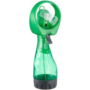 Ventilator/waterverstuiver voor in je hand - Verkoeling in zomer - 25 cm - Groen