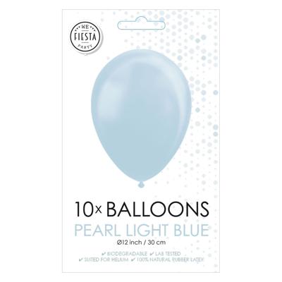 Globos Ballonnen pearl lichtblauw 30cm, 10st.