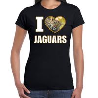 I love jaguars t-shirt met dieren foto van een luipaard zwart voor dames