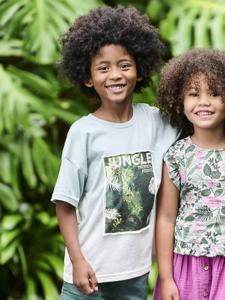 Jongensshirt tie & dye motief fotoprint saliegroen