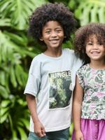 Jongensshirt tie & dye motief fotoprint saliegroen