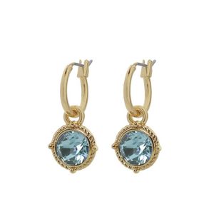 Biba Hang Oorbellen Goud met Swarovski Steentje Aquamarine