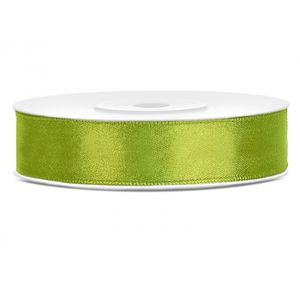 1x Lime groene satijnlint rol 1,2 cm x 25 meter cadeaulint verpakkingsmateriaal