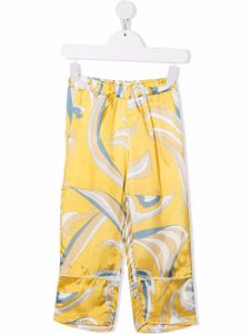 PUCCI Junior pantalon en satin à imprimé abstrait - Jaune