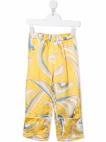 PUCCI Junior pantalon en satin à imprimé abstrait - Jaune