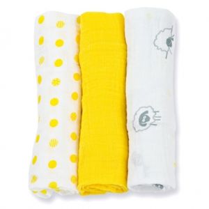 Lulujo medium swaddle - Sunshine yellow 3-pack