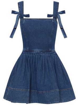 Oscar de la Renta robe en jean à coupe courte - Bleu