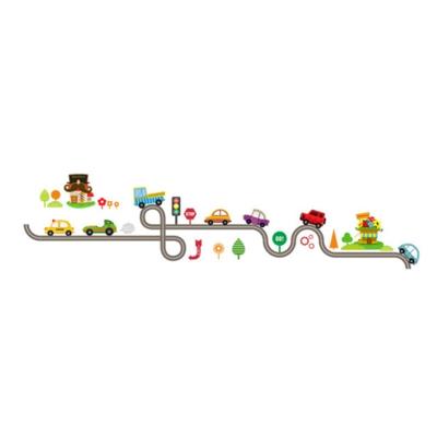 Cartoon track auto kinderen slaapkamer muur stickers decoratieve groene muur stickers (ZY083)