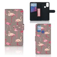 Alcatel 1S (2021) | Telefoonhoesje | Met pasjeshouder | Flamingo