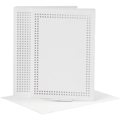 Creativ Company Kaarten om te borduren, afmeting kaart 10,5x15 cm, afmeting envelop 11,5x16,5 cm, wit, 6 set/ 1 doos