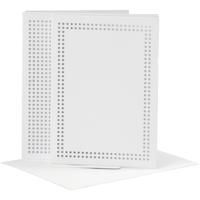 Creativ Company Kaarten om te borduren, afmeting kaart 10,5x15 cm, afmeting envelop 11,5x16,5 cm, wit, 6 set/ 1 doos