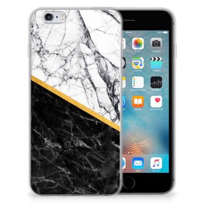 Apple iPhone 6 | 6s | TPU | Siliconen hoesje | Marmer Wit Zwart - Origineel Cadeau Man