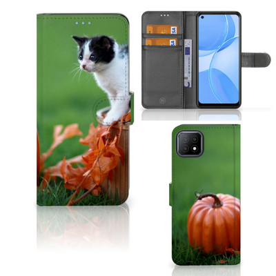 OPPO A73 5G Telefoonhoesje met Pasjes Kitten OPPO A73 5G Telefoonhoesje met Pasjes Kitten