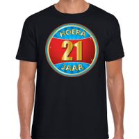 21e verjaardag cadeau t-shirt hoera 21 jaar zwart voor heren - thumbnail