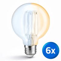 Slimme filament LED lamp - Dual white 7W E27 fitting - G95 model colored - voordeelset van 6