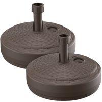 2x Stuks ronde rotan kunststof parasolvoeten bruin 10 liter