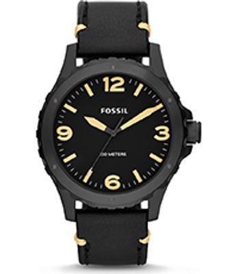 Horlogeband Fossil JR1447 Leder Zwart 22mm