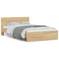 Bedframe met hoofdeinde en LED sonoma eikenkleurig 140x190 cm