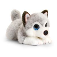 Speelgoed liggende knuffel Husky grijs/wit hondje 25 cm