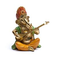 Beeld Ganesha met Citar (27 cm) - thumbnail