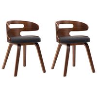 The Living Store Eetkamerstoelen - Set van 2 - Donkergrijs en Donkerbruin - 48x49x68 cm - Polyester