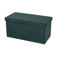 Hocker bank - poef XXL - opbergbox - smaragd groen - polyester/mdf - 76 x 38 x 38 cm   -