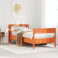 Bedframe zonder matras massief grenenhout wasbruin 90x190 cm