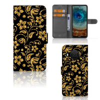 Nokia X10 | Nokia X20 Hoesje Gouden Bloemen