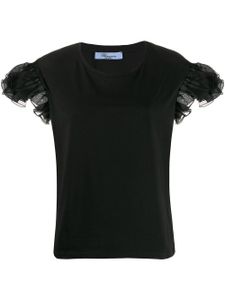 Blumarine t-shirt à manches volantées - Noir