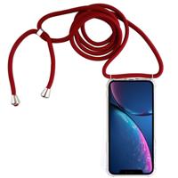 Vierhoek anti-val transparante TPU mobiele telefoon geval met Lanyard voor iPhone XR (rood)