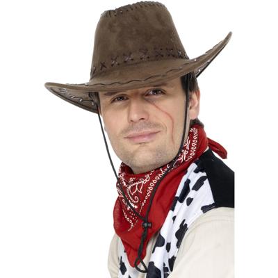 Cowboyhoed - bruin - suede look - volwassenen - verkleden - carnaval - western thema