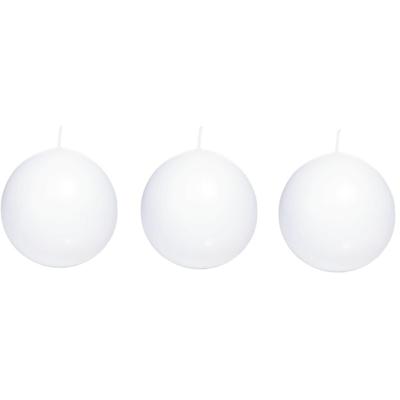 Trend Candles Bolkaars glad - 3x - wit - 7 cm - 16 branduren - ronde kaarsen