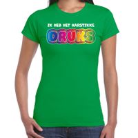 Foute party t-shirt voor dames - Ik heb het hartstikke druks - groen - carnaval/themafeest