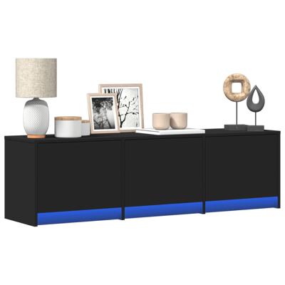 Tv-meubel met LED 140x34x40 cm bewerkt hout zwart
