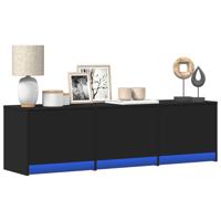 Tv-meubel met LED 140x34x40 cm bewerkt hout zwart