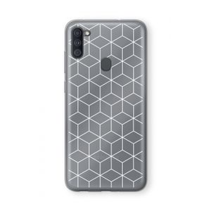 Zwart-witte kubussen: Samsung Galaxy A11 Transparant Hoesje