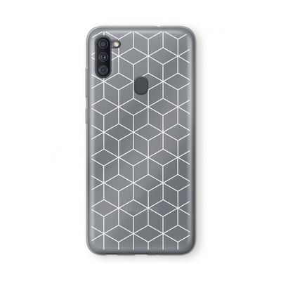 Zwart-witte kubussen: Samsung Galaxy A11 Transparant Hoesje