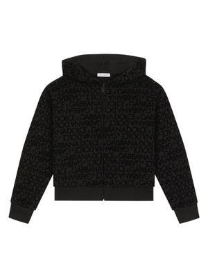 Dolce & Gabbana Kids hoodie zippé à logo imprimé - Noir