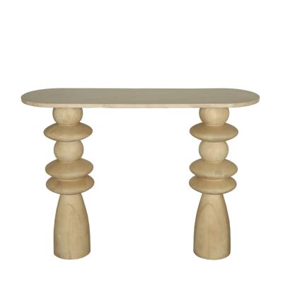 Callain Natuurlijke Mango Houten Wandtafel Marmer Ovaal