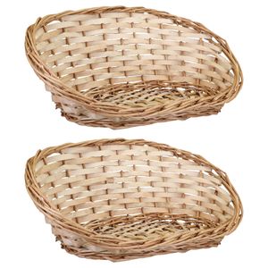 Broodmand ovaal - 2x - 39 x 16 x 14 cm - mandje rotan/riet