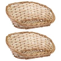 Broodmand ovaal - 2x - 39 x 16 x 14 cm - mandje rotan/riet